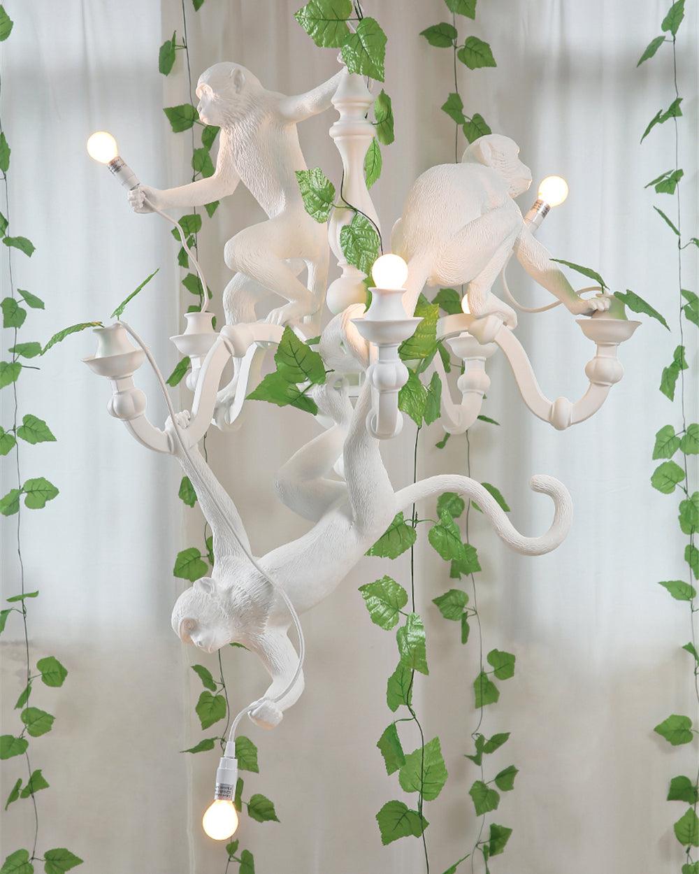 Creative Monkey Resin Pendant Light Modern Animal Themed Chandelier for Playful Interior Decor