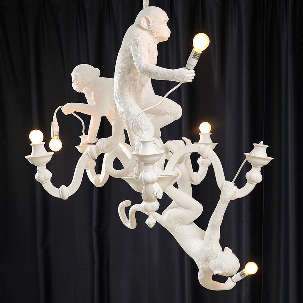 Creative Monkey Resin Pendant Light Modern Animal Themed Chandelier for Playful Interior Decor