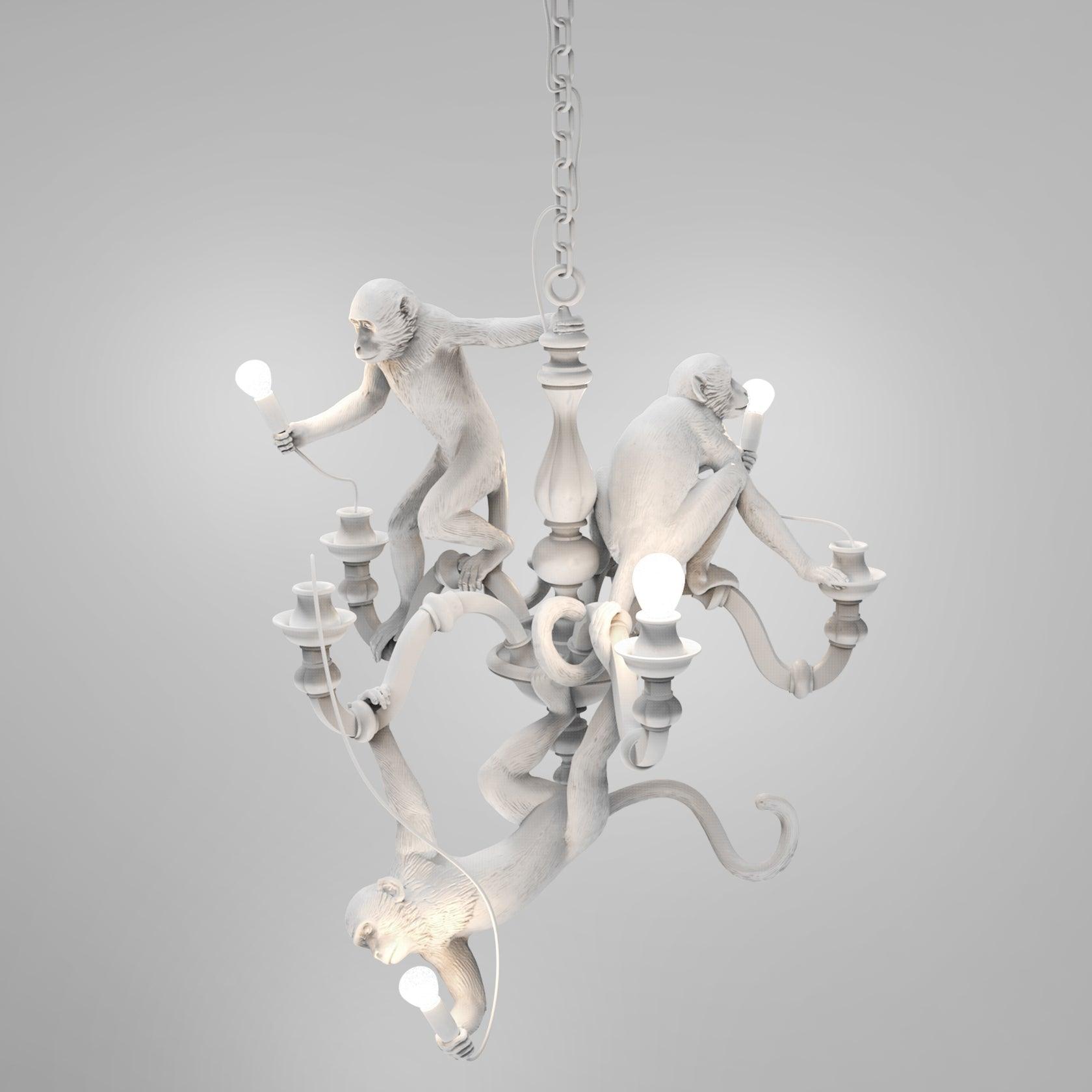 Creative Monkey Resin Pendant Light Modern Animal Themed Chandelier for Playful Interior Decor