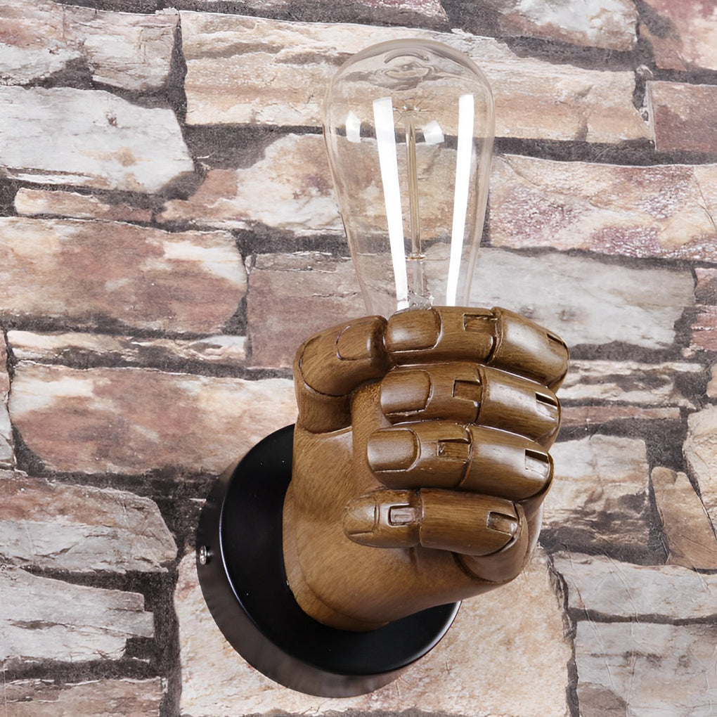 Creative Resin Fist Shaped Wall Sconce Retro Industrial Style Indoor Lighting Fixture