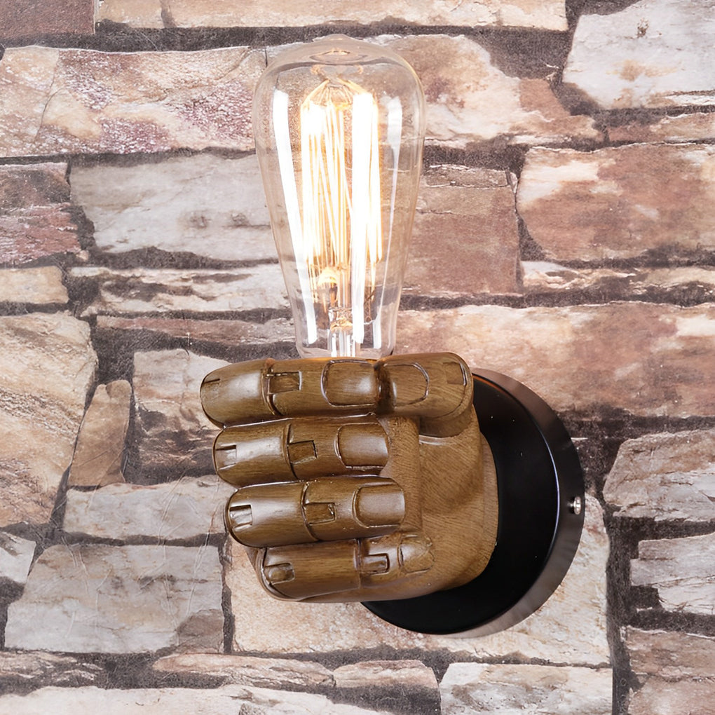 Creative Resin Fist Shaped Wall Sconce Retro Industrial Style Indoor Lighting Fixture