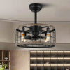 Vintage Industrial Cage Ceiling Fan Light with Quiet Motor and Wrought Iron Housing for Living Room