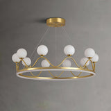 Crown Brass Chandelier with Hand Blown Glass Globes for Luxury Dining Room