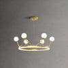 Crown Brass Chandelier with Hand Blown Glass Globes for Luxury Dining Room