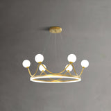 Crown Brass Chandelier with Hand Blown Glass Globes for Luxury Dining Room