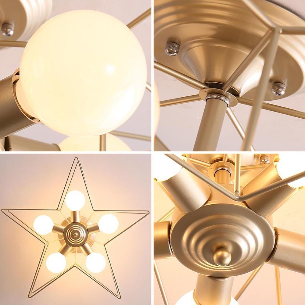 Modern Geometric Star Metal LED Ceiling Light Flush Mount Fixture for Home and Office