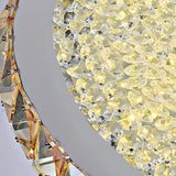 16 Inch Round Crystal LED Flush Mount Ceiling Light Modern Antique Painted Metal Fixture