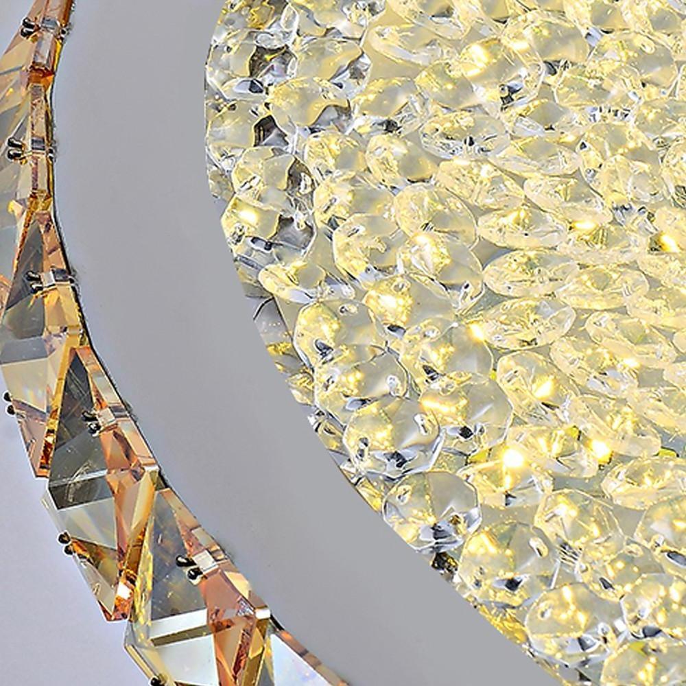 16 Inch Round Crystal LED Flush Mount Ceiling Light Modern Antique Painted Metal Fixture