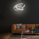 Modern Wave Crystal LED Flush Mount Ceiling Light Stainless Steel Fixture for Dining Room