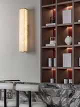 Cuboid Alabaster LED Wall Light Brass Indoor Sconce for Bedroom Living Room