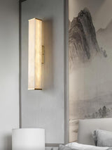 Cuboid Alabaster LED Wall Light Brass Indoor Sconce for Bedroom Living Room