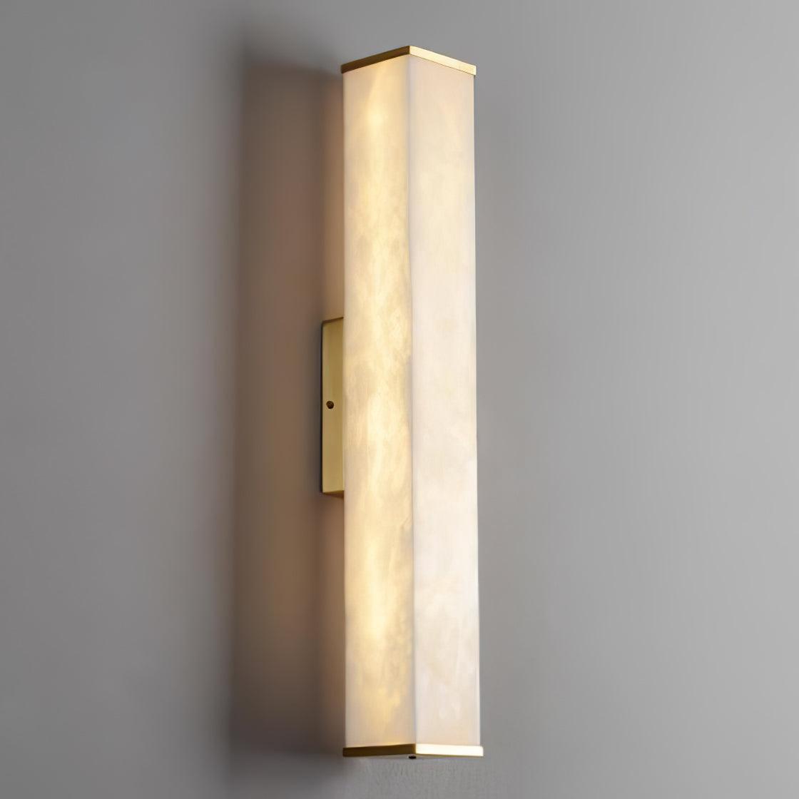 Cuboid Alabaster LED Wall Light Brass Indoor Sconce for Bedroom Living Room