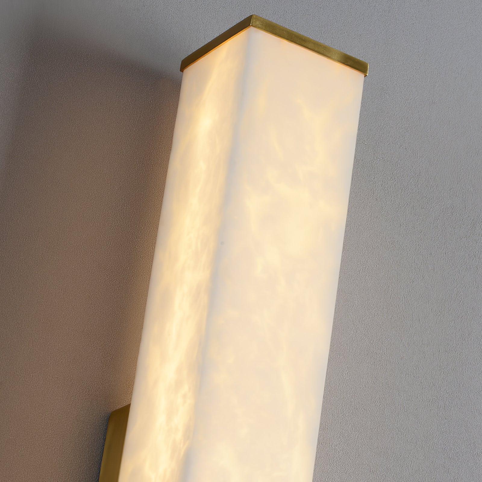 Cuboid Alabaster LED Wall Light Brass Indoor Sconce for Bedroom Living Room