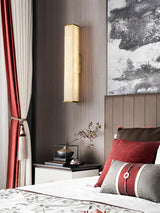 Cuboid Alabaster LED Wall Light Brass Indoor Sconce for Bedroom Living Room