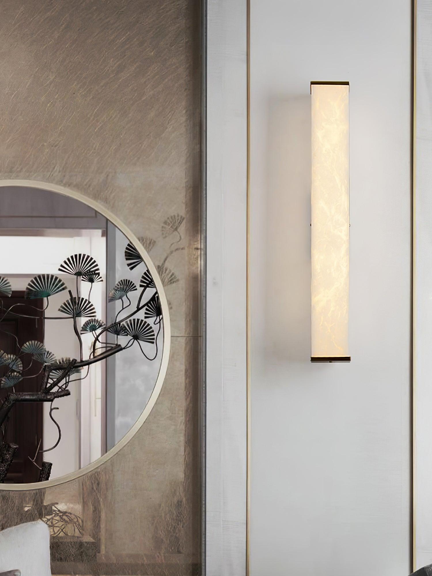 Cuboid Alabaster LED Wall Light Brass Indoor Sconce for Bedroom Living Room