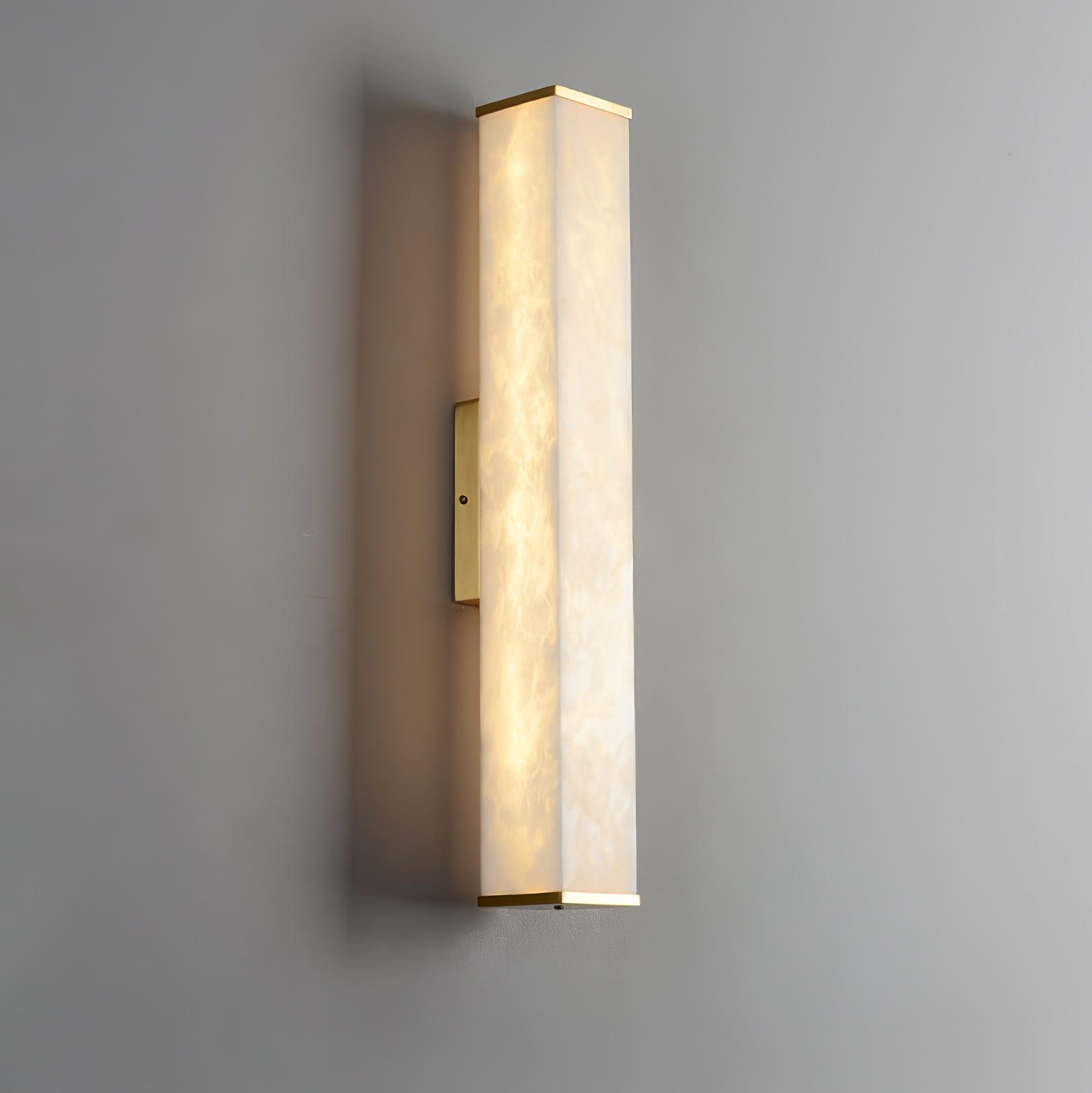 Cuboid Alabaster LED Wall Light Brass Indoor Sconce for Bedroom Living Room