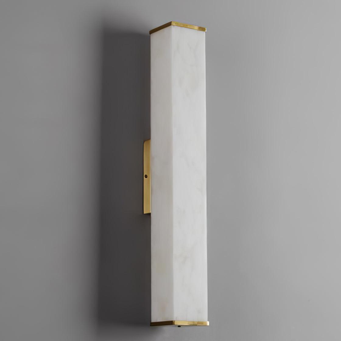 Cuboid Alabaster LED Wall Light Brass Indoor Sconce for Bedroom Living Room