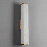 Cuboid Alabaster LED Wall Light Brass Indoor Sconce for Bedroom Living Room