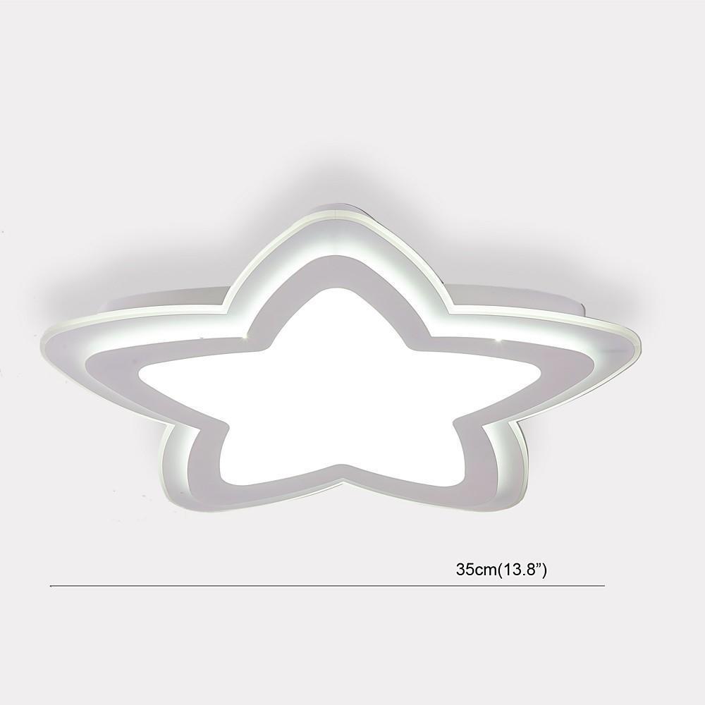 White Star Shaped LED Flush Mount Ceiling Light Minimalist Metal Fixture for Small Rooms