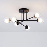 Modern 6 Light Glass Globe LED Flush Mount Ceiling Lamp for Living Room and Bedroom Lighting