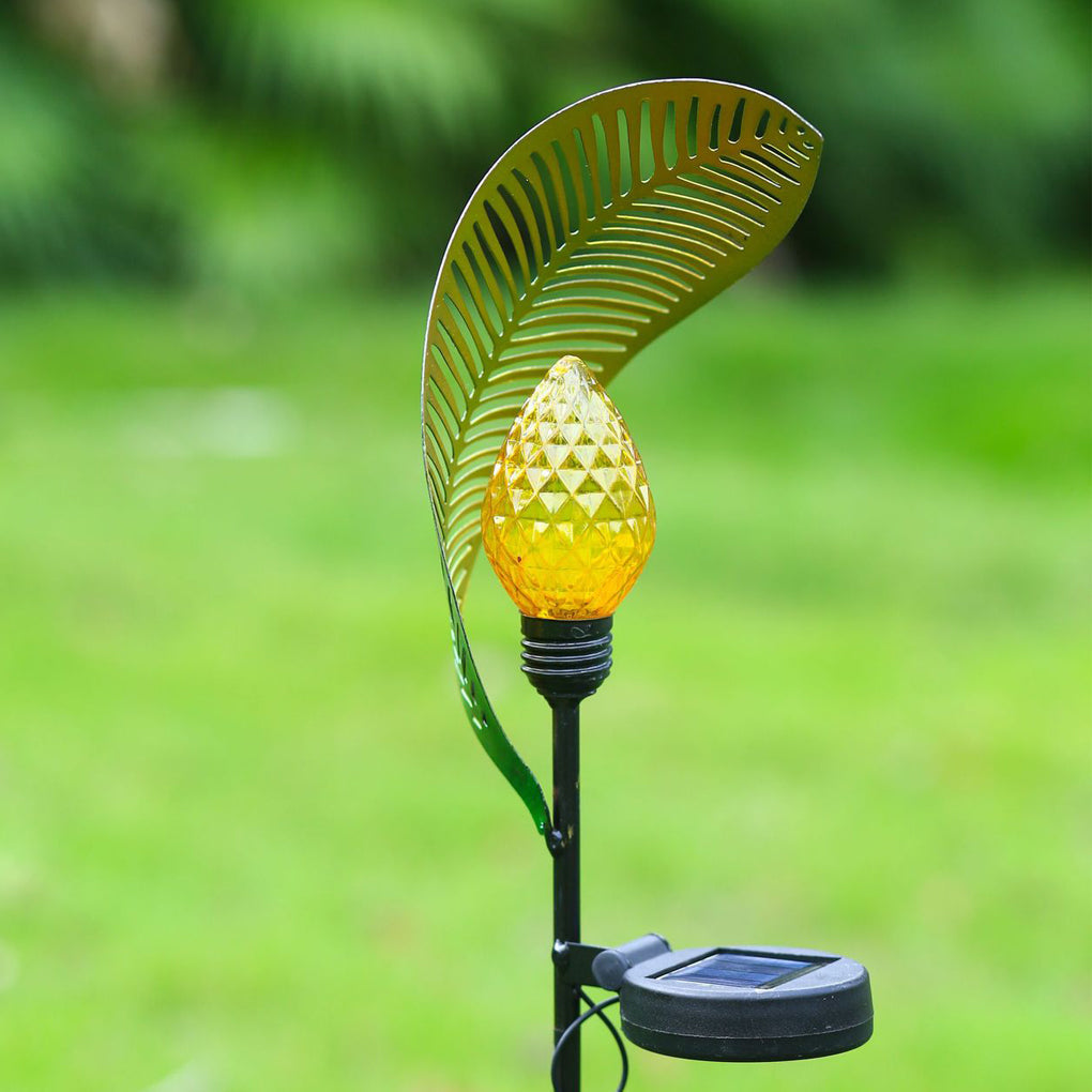Curled Leaf Metal Solar Garden Light Waterproof LED Pathway Lamp for Outdoor Landscape Decor