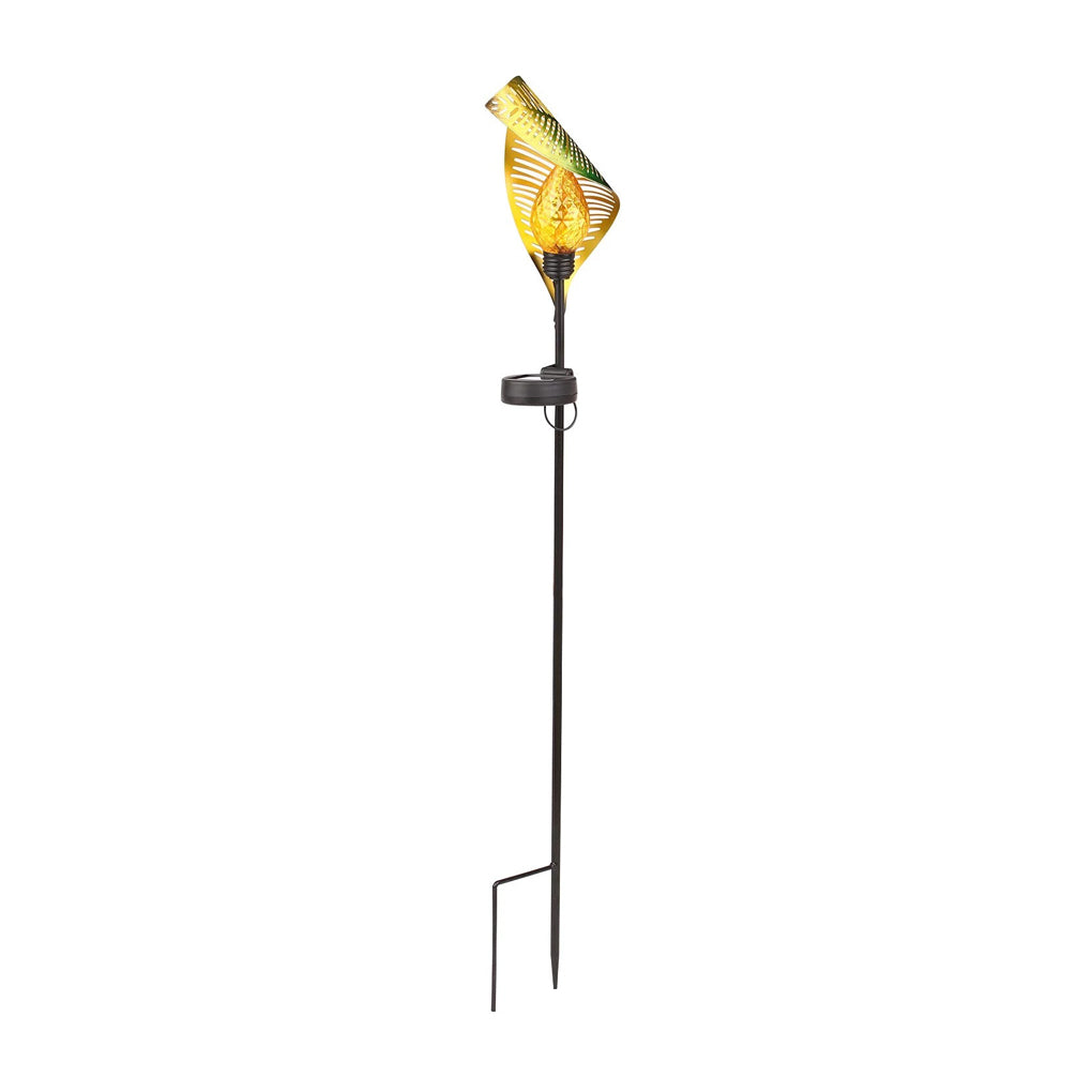 Curled Leaf Metal Solar Garden Light Waterproof LED Pathway Lamp for Outdoor Landscape Decor