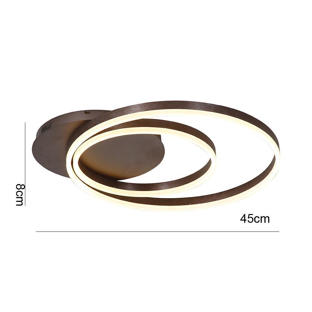 Modern Dimmable Multi Circle LED Flush Mount Ceiling Light for Living Room and Bedroom in Coffee Finish