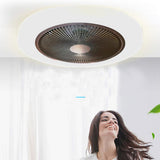 20 Inch Enclosed Bladeless Ceiling Fan with Dimmable LED Light Flush Mount Low Profile Fixture