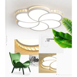 Modern White Flower Crystal Dimmable LED Ceiling Light Flush Mount Fixture for Home
