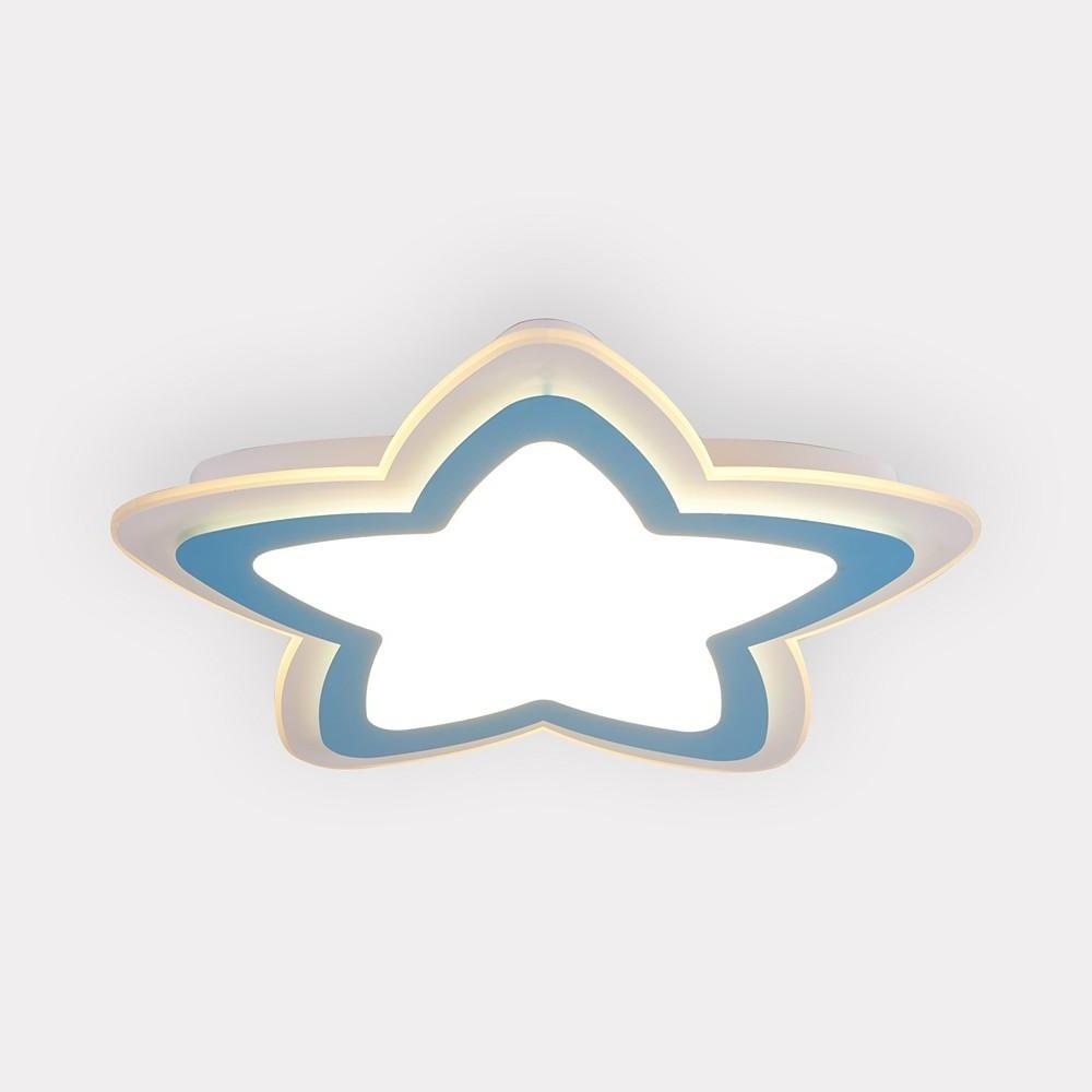 White Star Shaped LED Flush Mount Ceiling Light Minimalist Metal Fixture for Small Rooms