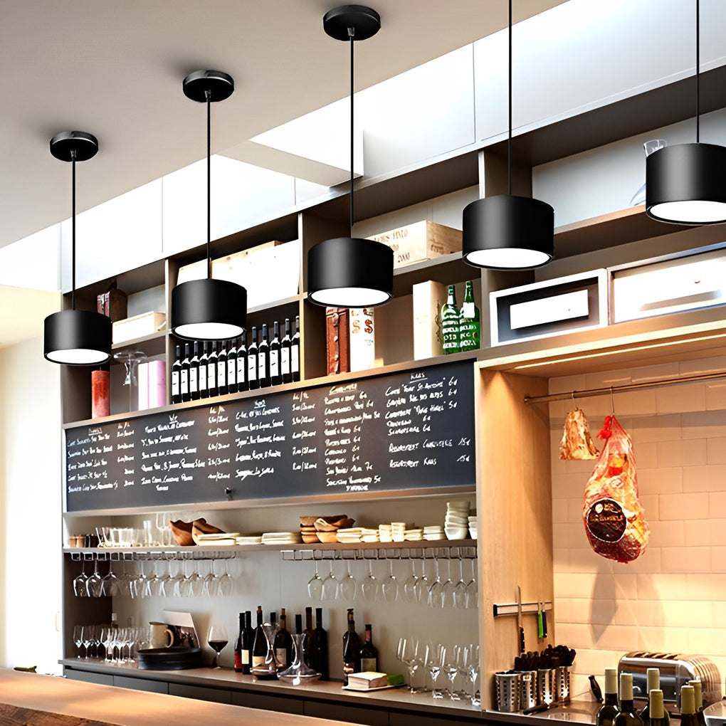 Cylindrical COB LED Hanging Downlight Modern Surface Mounted Aluminum Spotlight for Dining Areas