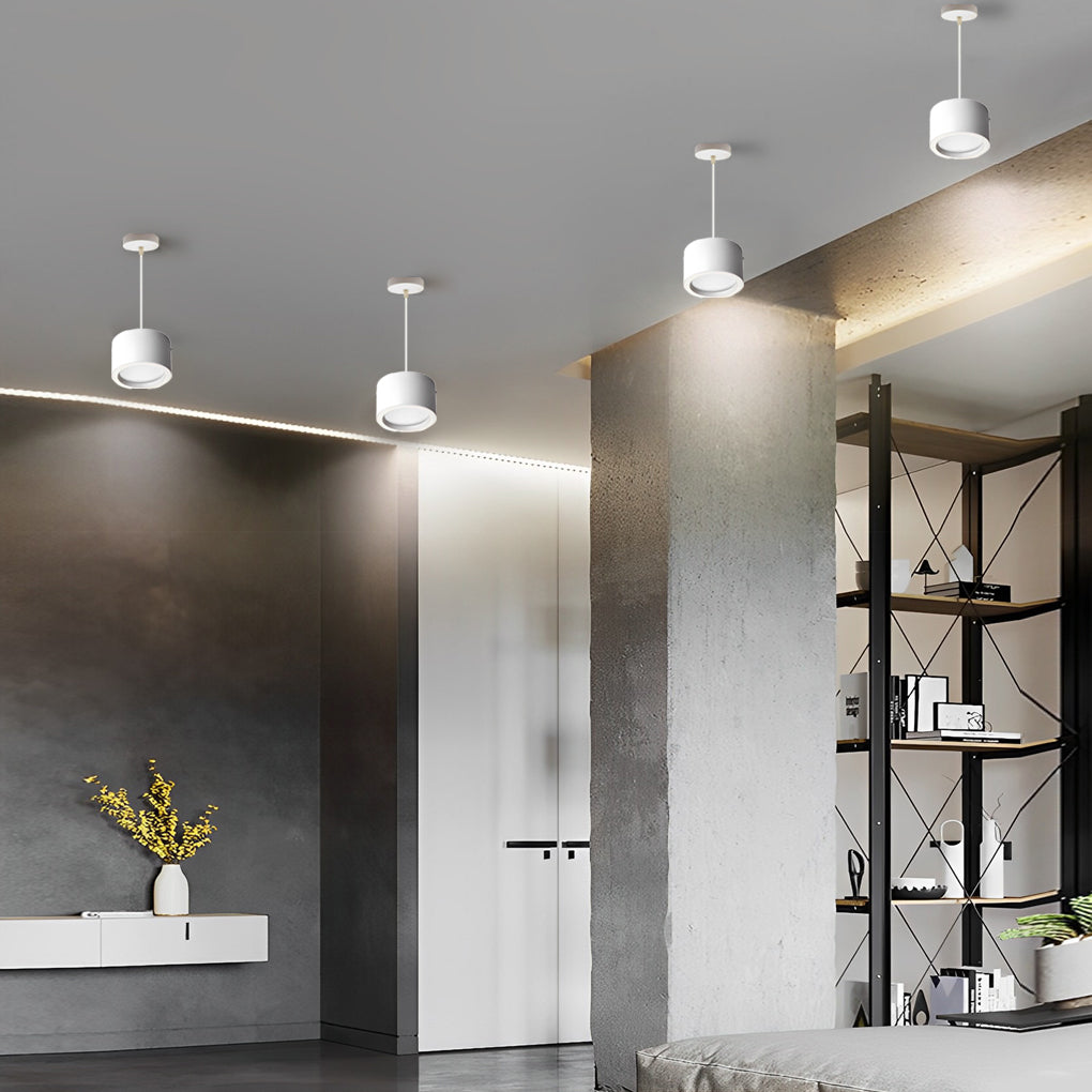 Cylindrical COB LED Hanging Downlight Modern Surface Mounted Aluminum Spotlight for Dining Areas