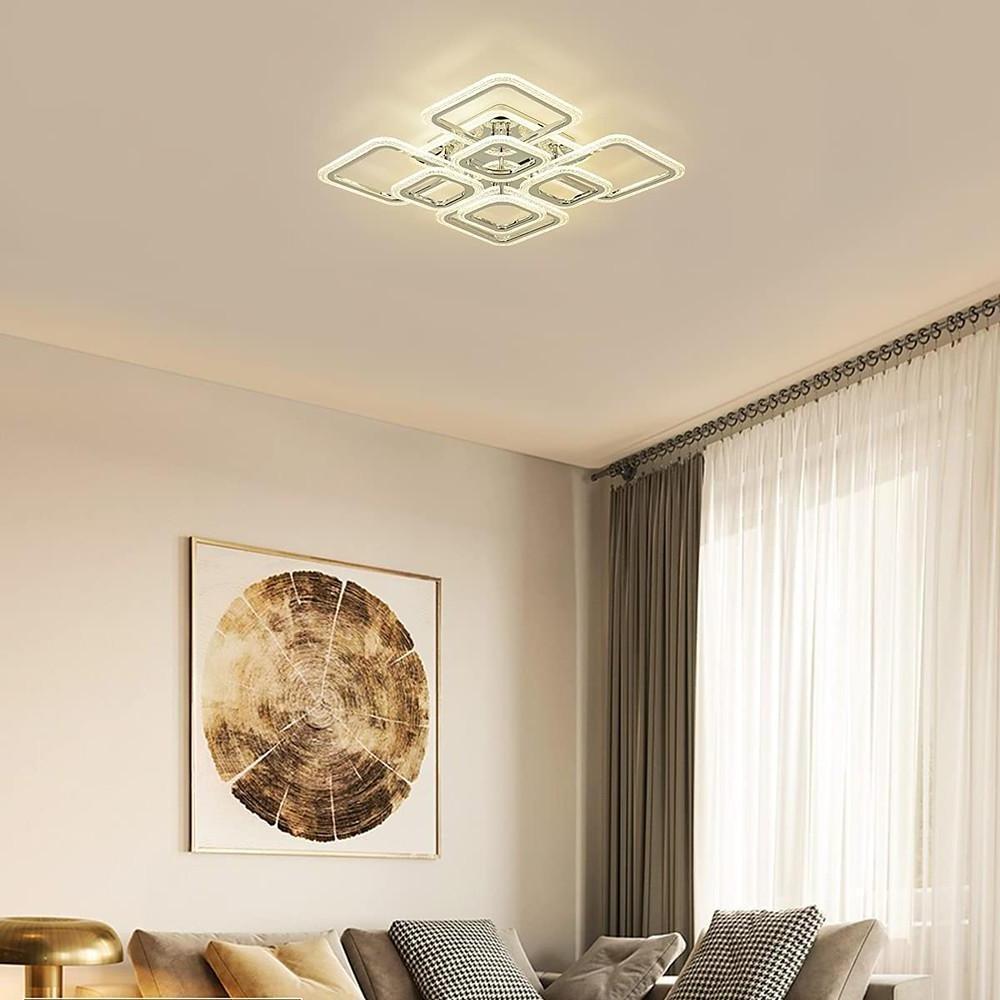 Modern Geometric LED Flush Mount Ceiling Lamp 5 Square Acrylic Light Fixture for Living Room
