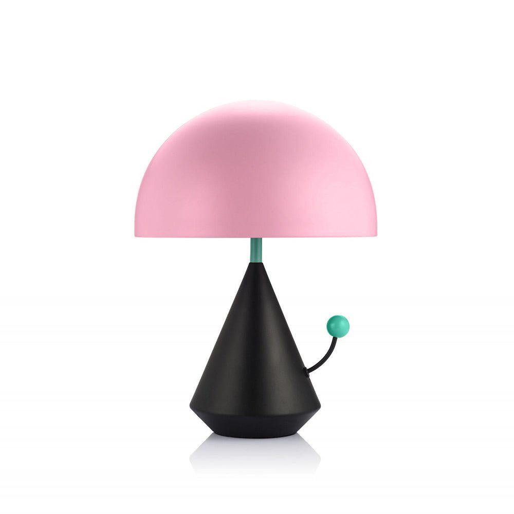 Modern Geometric Metal Table Lamp with Pyramidal Base and Dome Shade for Office and Bedside Reading