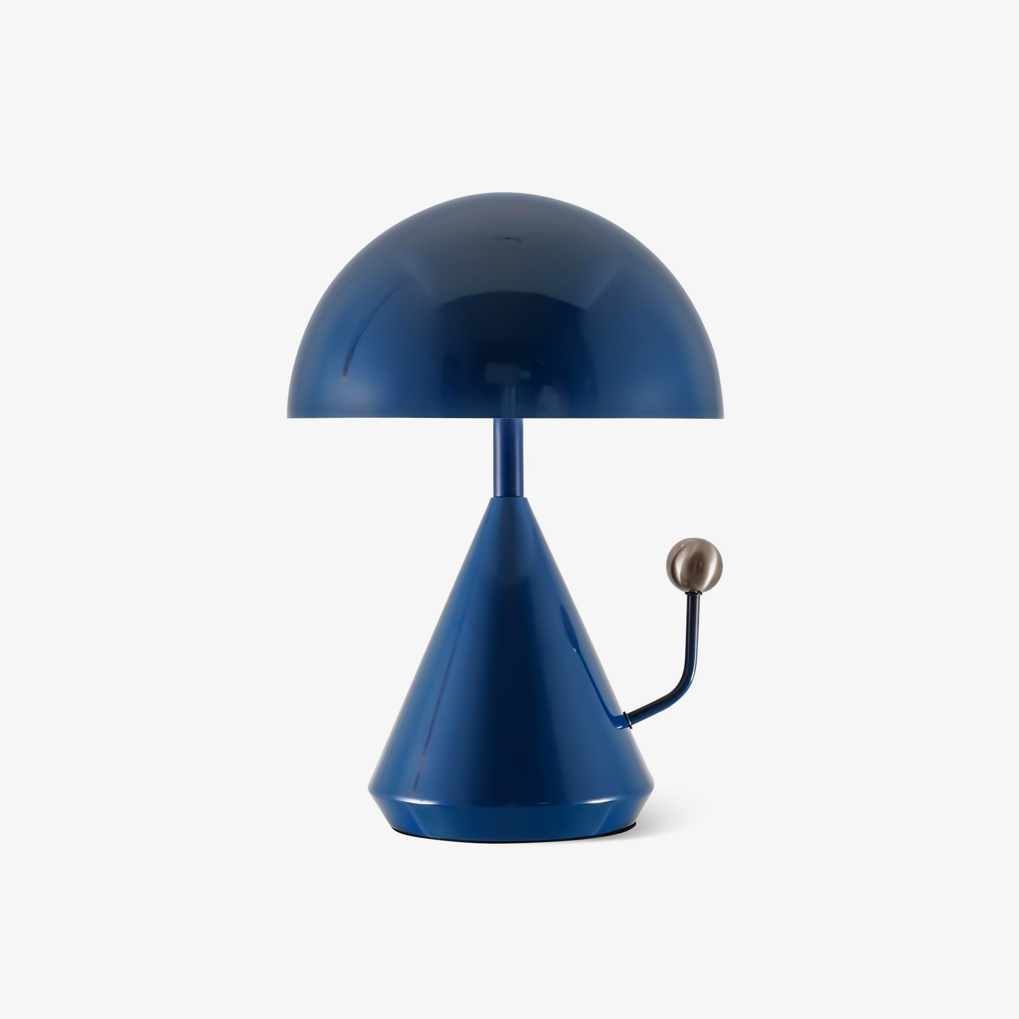 Modern Geometric Metal Table Lamp with Pyramidal Base and Dome Shade for Office and Bedside Reading