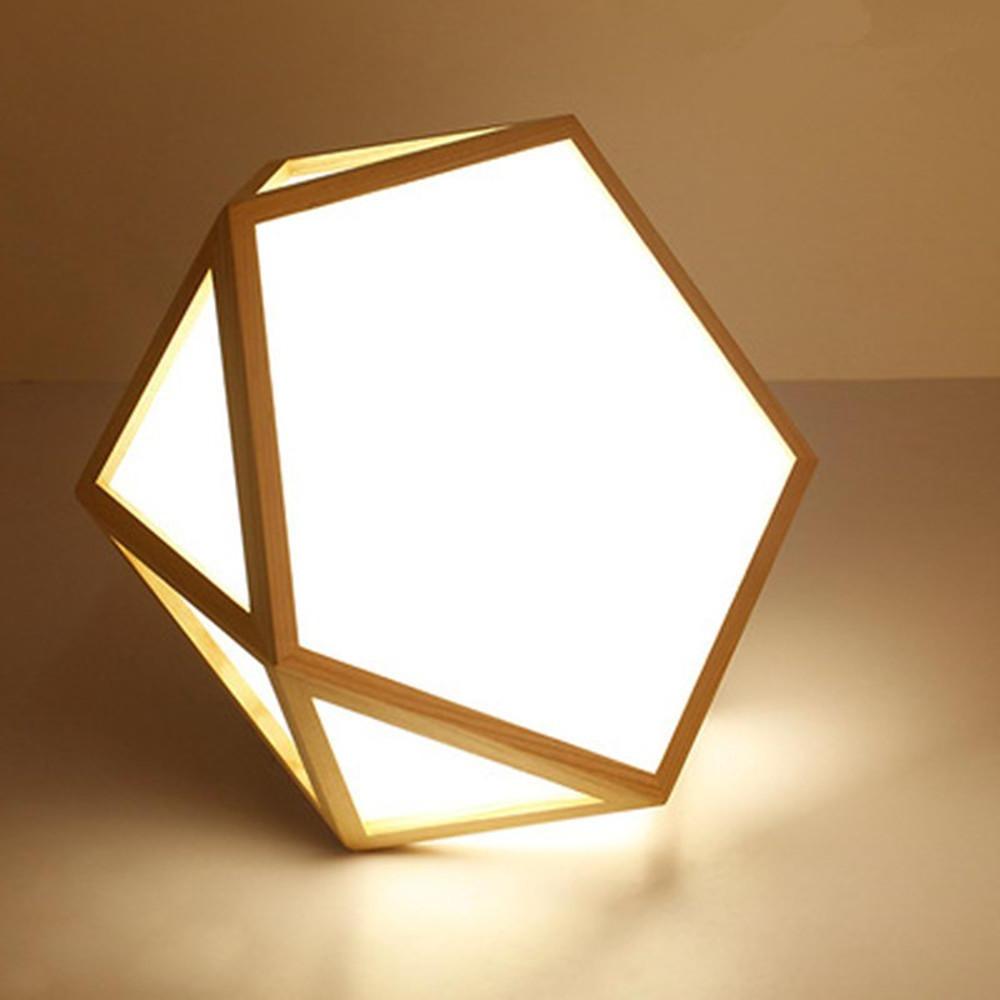 Geometric Rustic Bamboo LED Flush Mount Ceiling Light Modern Wood Indoor Fixture