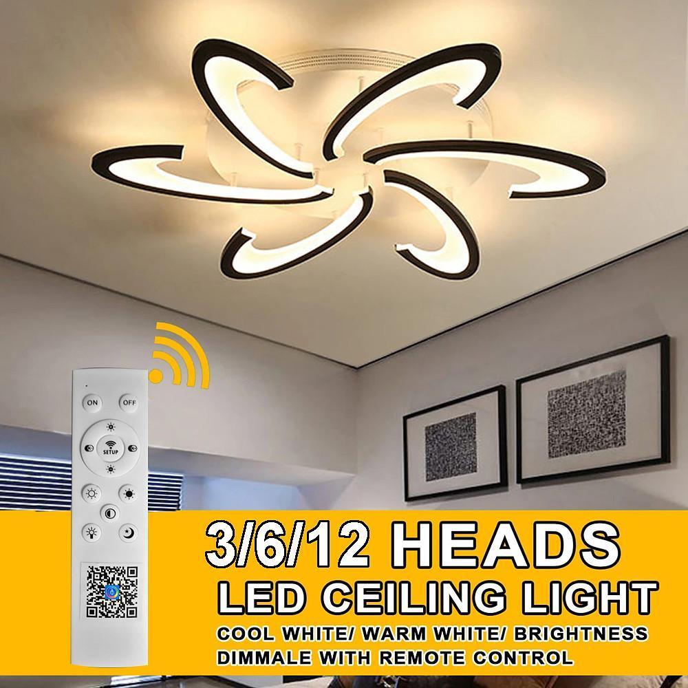 Modern Geometric Acrylic LED Flush Mount Ceiling Lamp with Dimmable Multi Layer Design for Living Room
