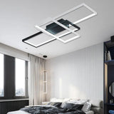 Modern Rectangular 3 Tier LED Flush Mount Ceiling Lamp Large Geometric Integrated Lighting Fixture