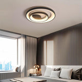 Modern Geometric 2 Ring LED Semi Flush Mount Ceiling Light Fixture for Bedroom and Living Room