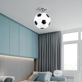 Modern Sports Football Globe Ceiling Light Flush Mount Soccer Lamp for Kids Bedroom