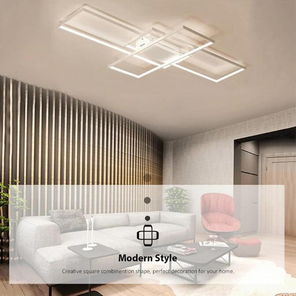 Modern Rectangular 3 Tier LED Flush Mount Ceiling Lamp Large Geometric Integrated Lighting Fixture