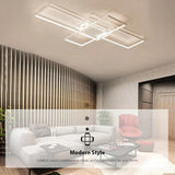 Modern Rectangular 3 Tier LED Flush Mount Ceiling Lamp Large Geometric Integrated Lighting Fixture