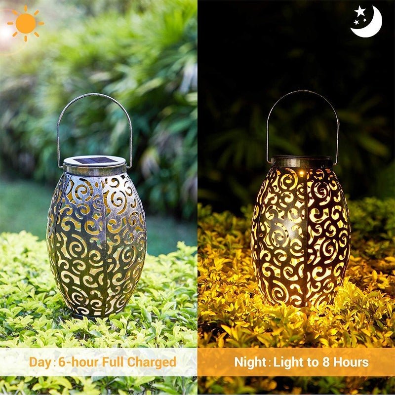 Decorative Antique Bronze Outdoor Solar Lantern Waterproof LED Hanging Light for Yard and Patio