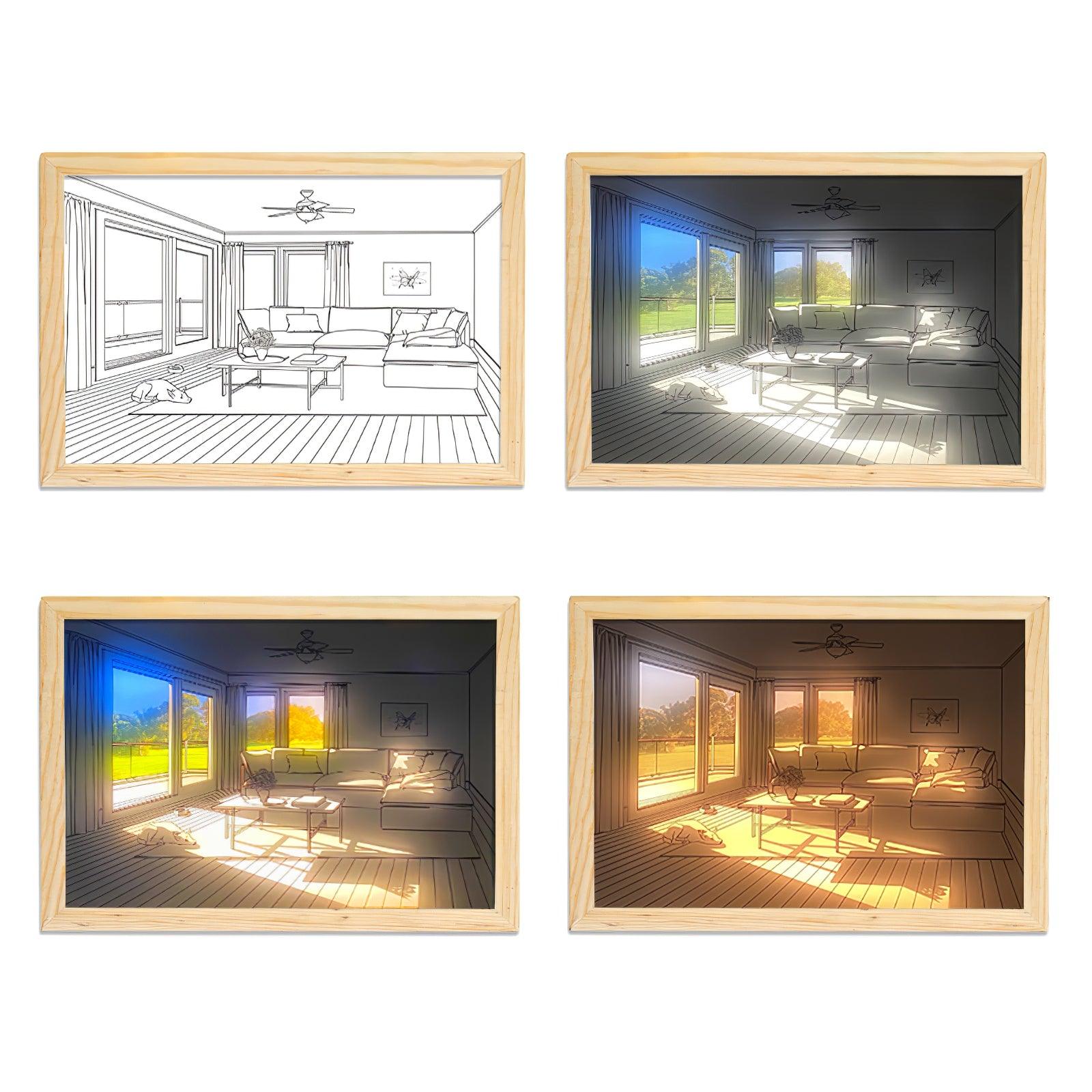 Decorative Dog Sunbathing Mural Wall Art Lamp LED Light Painting for Home Decor