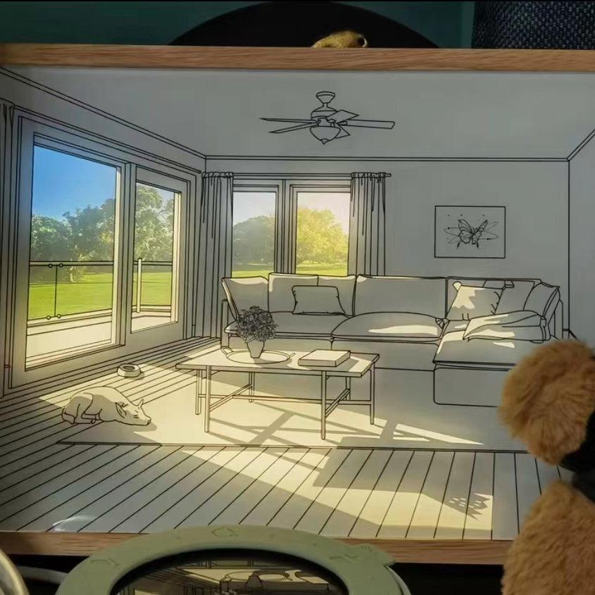 Decorative Dog Sunbathing Mural Wall Art Lamp LED Light Painting for Home Decor