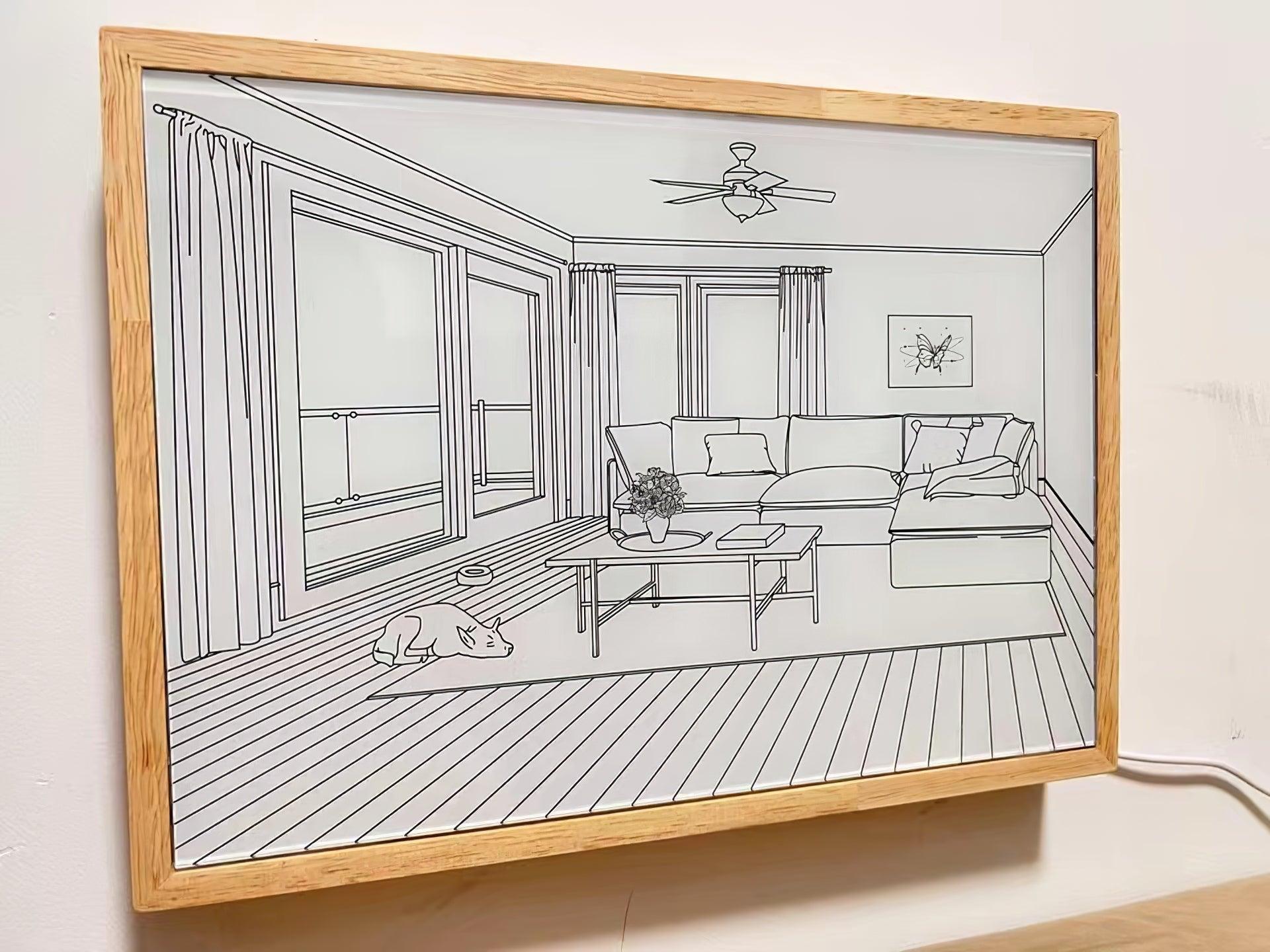 Decorative Dog Sunbathing Mural Wall Art Lamp LED Light Painting for Home Decor