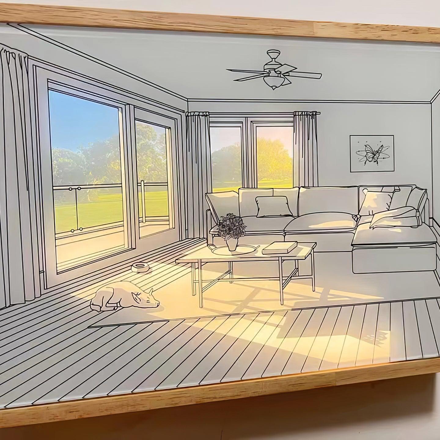 Decorative Dog Sunbathing Mural Wall Art Lamp LED Light Painting for Home Decor