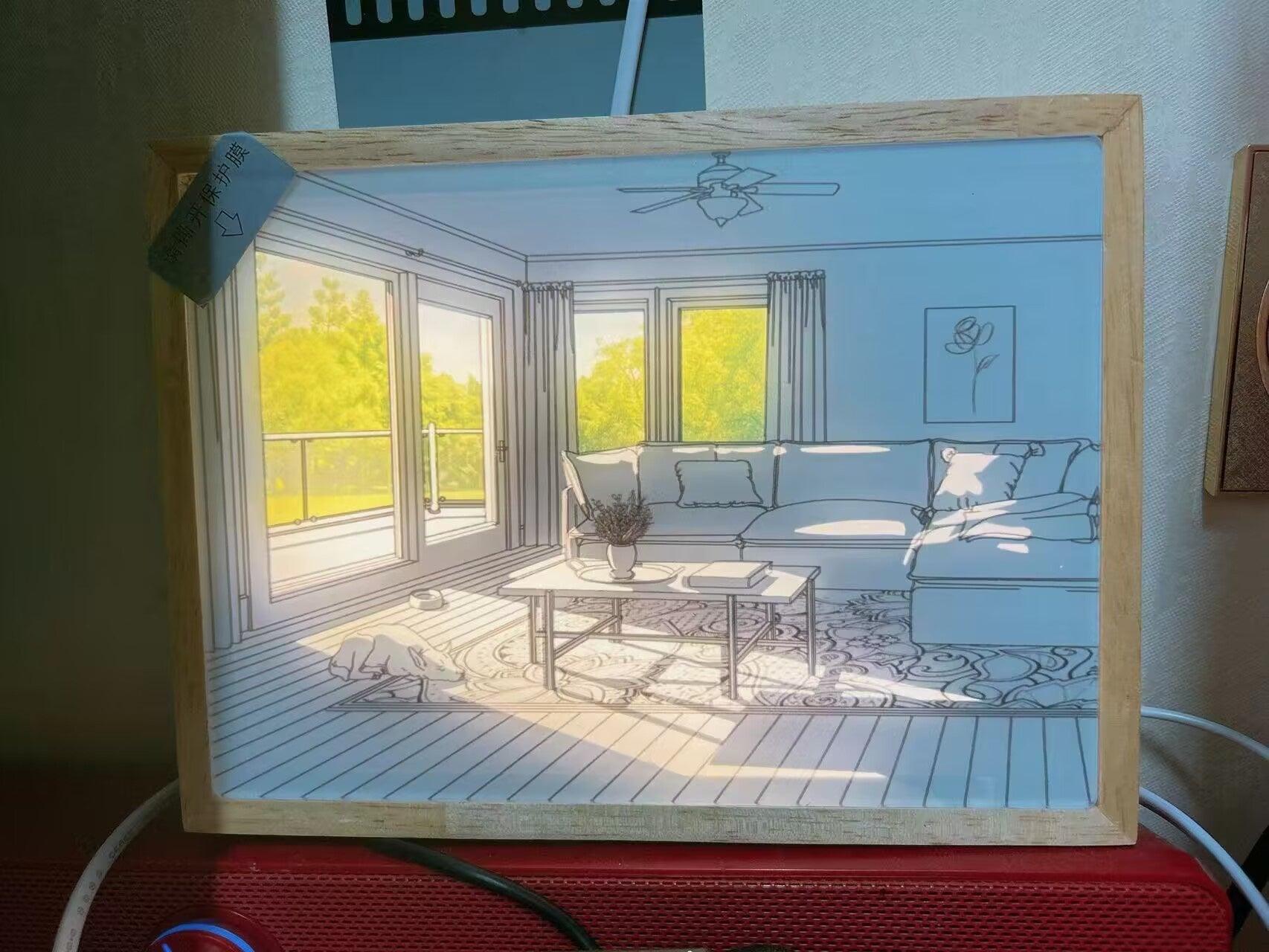 Decorative Dog Sunbathing Mural Wall Art Lamp LED Light Painting for Home Decor