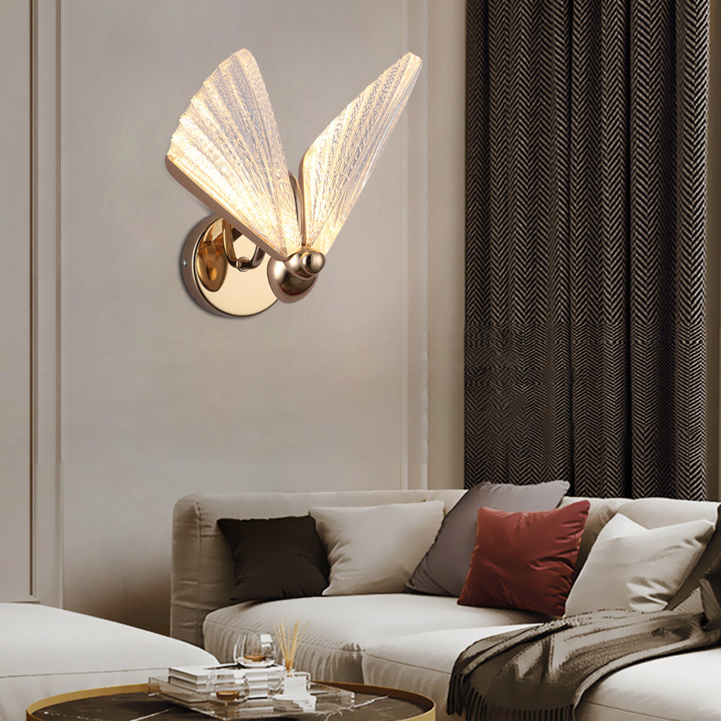 Decorative Gold Butterfly Acrylic LED Wall Lamp Modern European Style Sconce