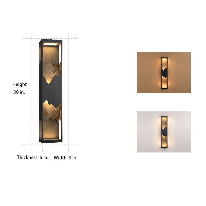 Decorative Mountain Landscape LED Outdoor Wall Sconce Solar and Hardwired Porch Light